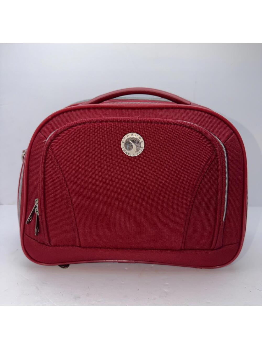Red Strada Travel Bag W/ Shoulder Strap Multi Pocket 13” X 10”